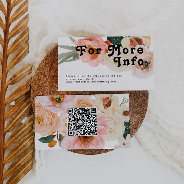  Bold Colourful Floral | Wedding Website QR Code Enclosure Card (Creator Uploaded)