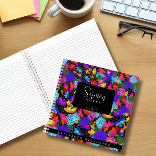 Bold Colourful Florals Sermon Notes Add Year & Nam Notebook