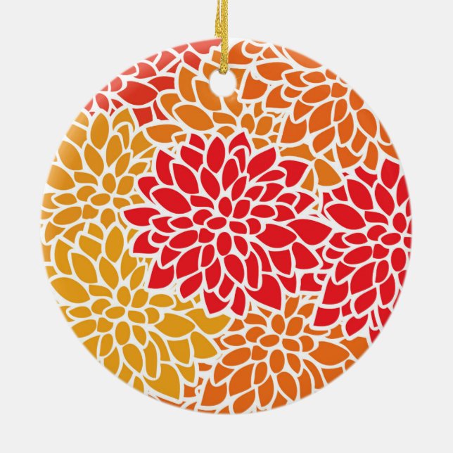 Bold Colourful Flower Modern Bright Ceramic Tree Decoration (Back)