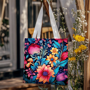 Bold Colourful Flowers  Tote Bag