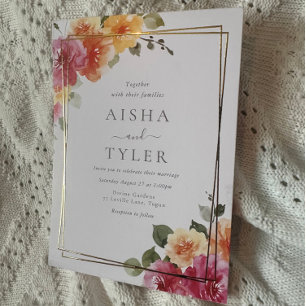 Bold Colourful Flowers Wedding Gold