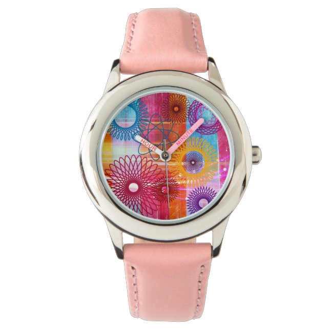 Bold Colourful Funky Spirographs and Stripes Watch (Front)