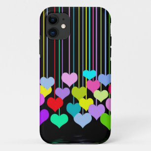 Bold Colourful Hearts On Black Case-Mate iPhone Case