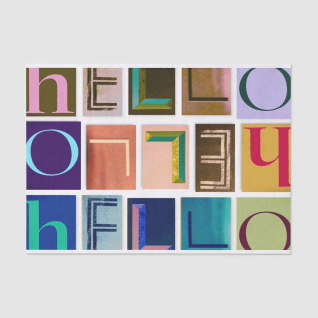 Bold Colourful HELLO Typography Tissue Paper (Front)