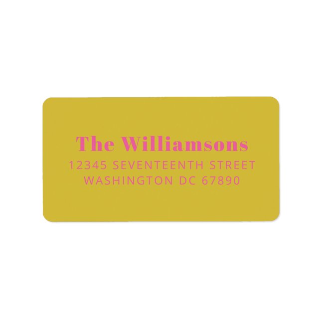 Bold Colourful Hot Pink Yellow Return Address  Label (Front)