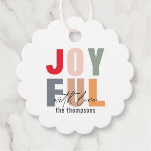 Bold  Colourful Joyful Christmas Scallop  Favour Tags