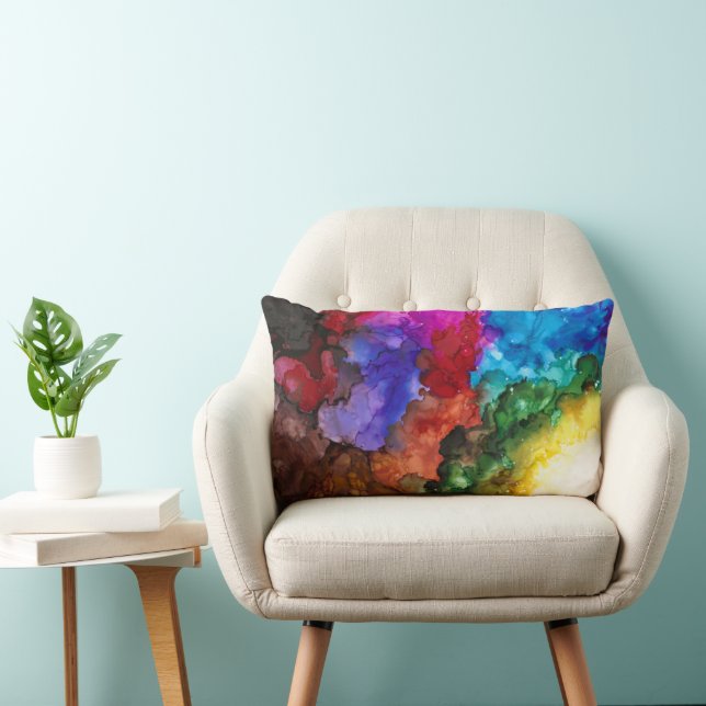 Bold, colourful lumbar pillow 13x21" (Chair)
