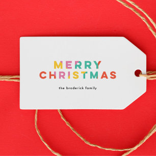 Bold Colourful Merry Christmas  Gift Tags