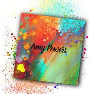 bold colourful modern abstract art colour splash square business card