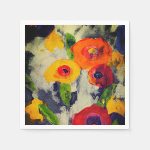 Bold Colourful Modern Night Flowers Paper Napkins