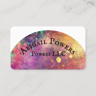 bold colourful modern watercolor half circle  business card