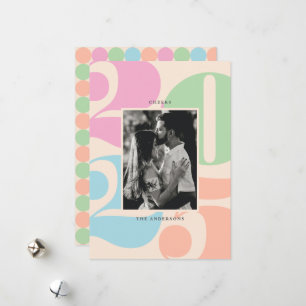 Bold Colourful Numbers Cheers New Year Photo Holiday Card