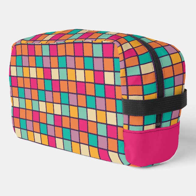 Bold Colourful Patchwork Dopp Kit (Left Corner)