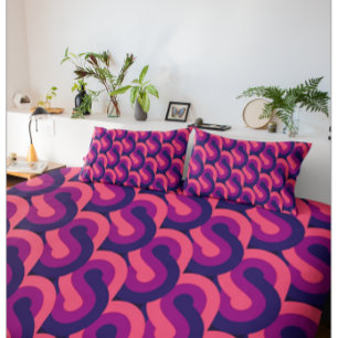 Bold Colourful Pink Purple Navy Blue Pattern Pillowcase