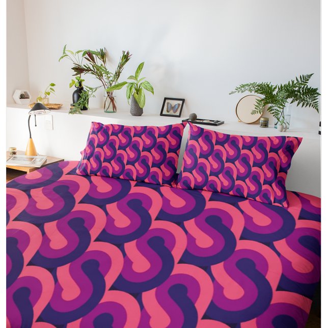 Bold Colourful Pink Purple Navy Blue Pattern Pillowcase (Creator Uploaded)