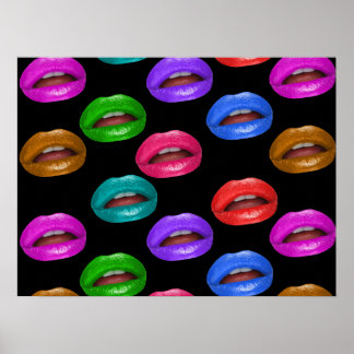 Bold Colourful Pouty Lipstick Lips Poster