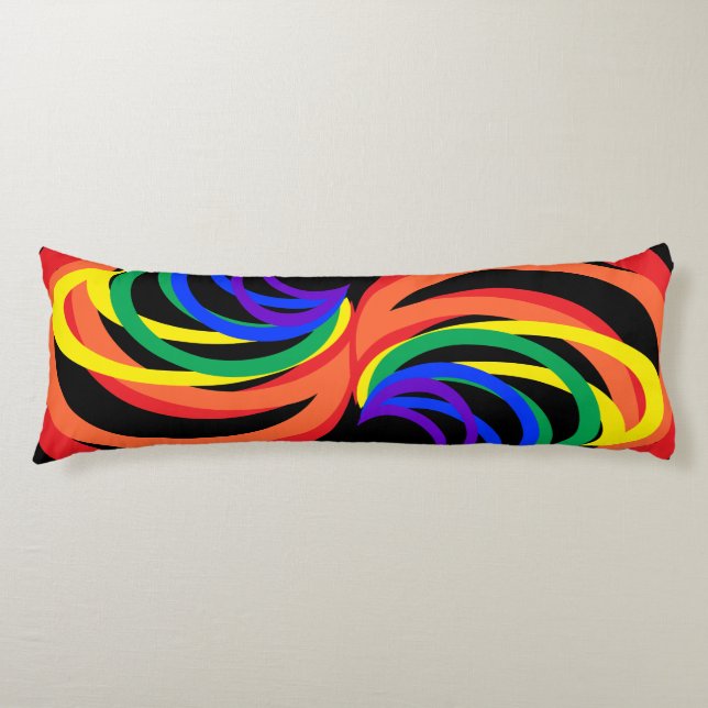Bold Colourful Rainbow Crescents Body Pillow (Front)