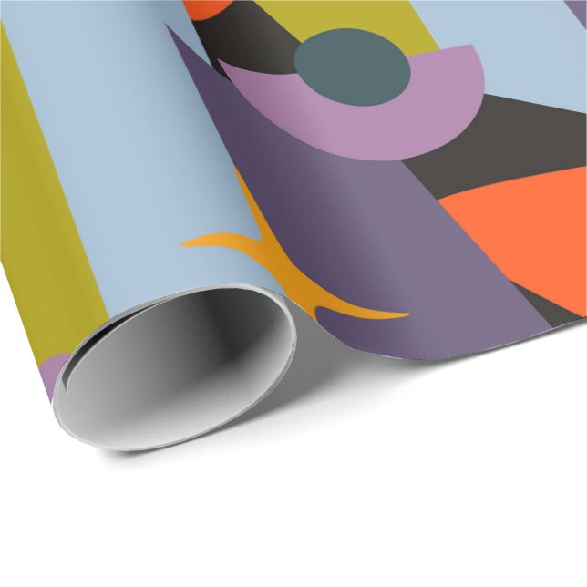 Bold Colourful Retro Atomic 50s Shapes Pattern Wrapping Paper (Roll Corner)
