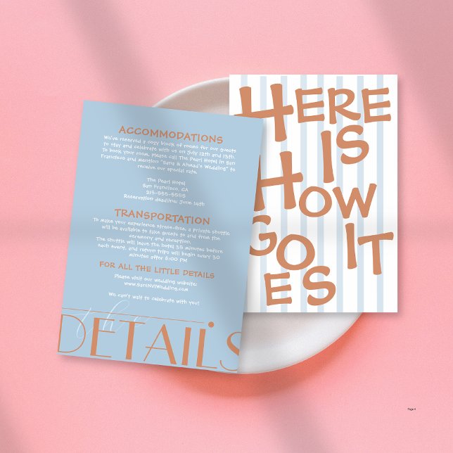 Bold colourful Retro Funky Blue Wedding   Enclosure Card (Creator Uploaded)