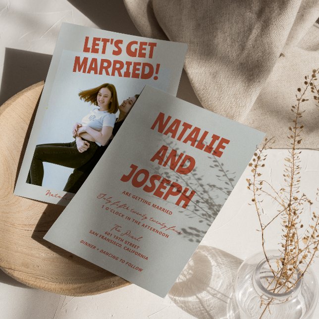 Bold Colourful Retro Funky bright Photo Wedding  Invitation (Creator Uploaded)