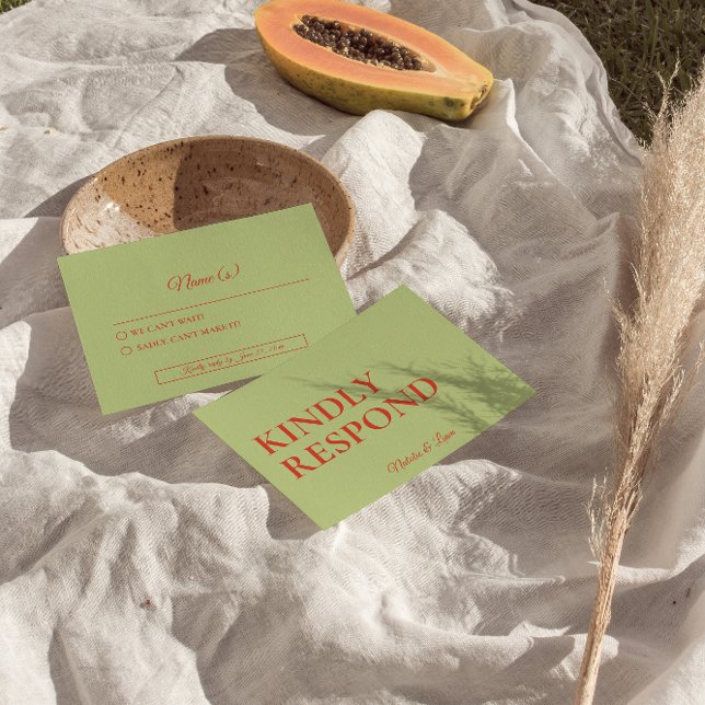 Bold Colourful Retro Funky Modern Bright Wedding  RSVP Card (Creator Uploaded)