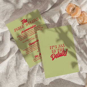 Bold colourful Retro Funky Modern Wedding Details  Enclosure Card