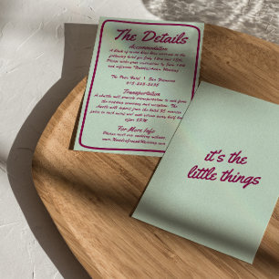 Bold colourful Retro Funky Modern Wedding Details Enclosure Card