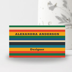 Bold Colourful Retro Striped Modern Professional Business Card