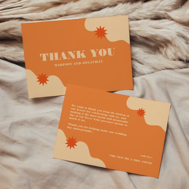 Bold & Colourful Retro Summer Wedding  Thank You Card (Creator Uploaded)