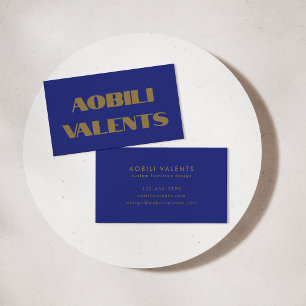Bold Colourful Retro Typography Blue Gold Creative Business Card