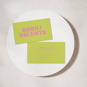 Bold Colourful Retro Typography Chartreuse Pink Business Card