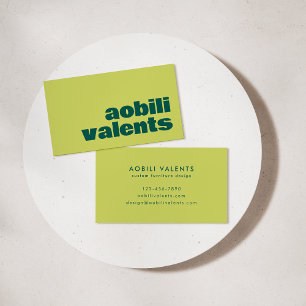 Bold Colourful Retro Typography Chartreuse Yellow Business Card