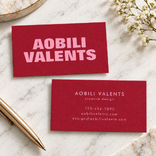 Bold Colourful Retro Typography Creative Red Pink Business Card