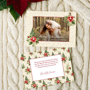 Bold Colourful Retro Vintage Christmas Floral Phot Holiday Card