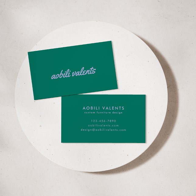 Bold Colourful Script Font Retro Green Purple Business Card (Creator Uploaded)