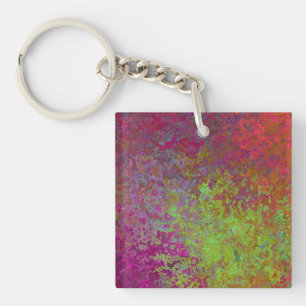 Bold, Colourful, Splatter Paint, Grunge Abstract Key Ring