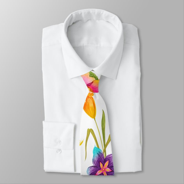 Bold Colourful Summer Print Tie (Tied)