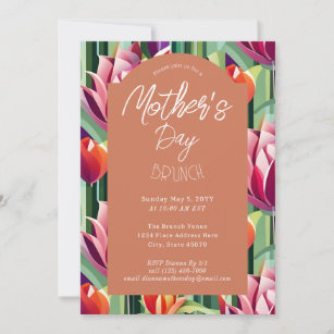 Bold Colourful Terracotta Mother’s Day Brunch Invitation