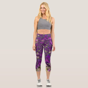 Bold Colourful Trippy Groovy Funky Fractal Art Capri Leggings