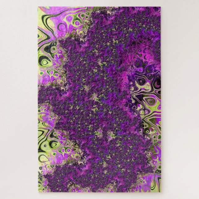 Bold Colourful Trippy Groovy Funky Fractal Art Jigsaw Puzzle (Vertical)