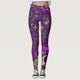Bold Colourful Trippy Groovy Funky Fractal Art Leggings