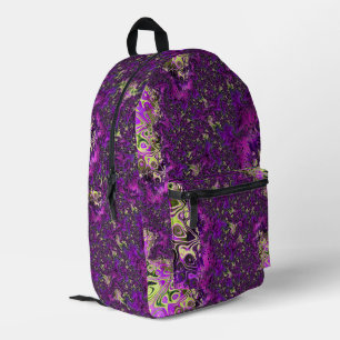 Bold Colourful Trippy Groovy Funky Fractal Art Printed Backpack