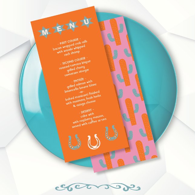 Bold Colourful Western Cowboy wedding Menu (Creator Uploaded)