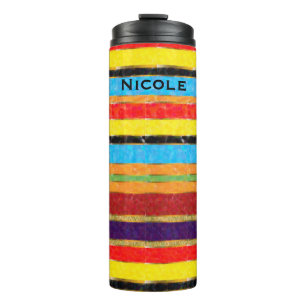 Bold Colours Colourful Chic Fiesta Stripes Thermal Tumbler