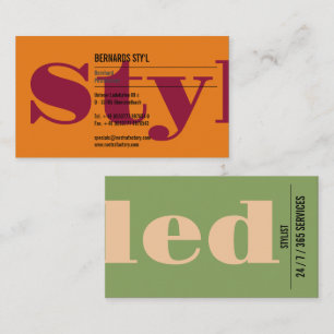 Bold colours, great typography business card