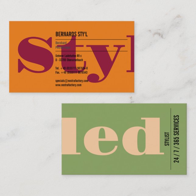 Bold colours, great typography  business card (Front/Back)