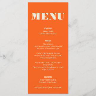 Bold Colours: Menu