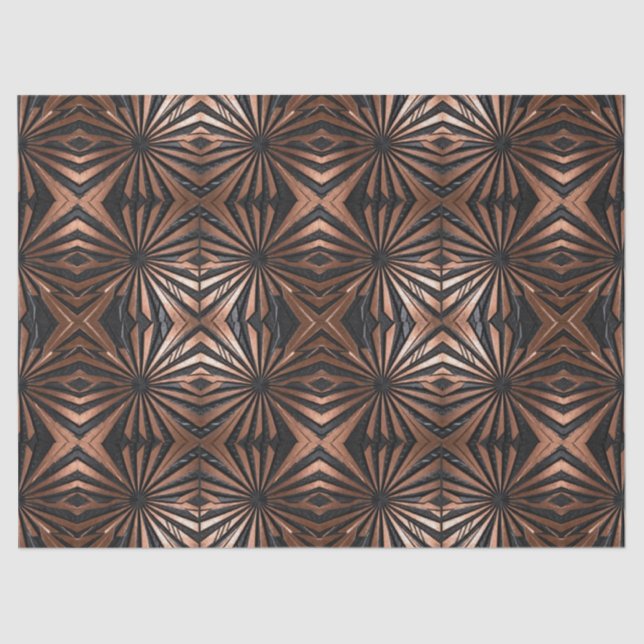 Bold Copper Black Star Pattern Decoupage Tissue Paper (Front)