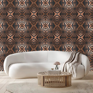 Bold Copper & Black Star Pattern Peel & Stick  Wallpaper