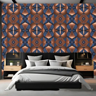 Bold Copper & Sapphire Blue Pattern Peel & Stick  Wallpaper